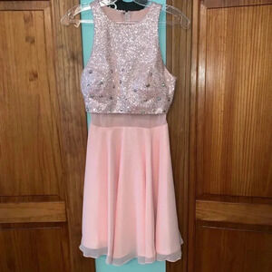 PROMGIRL Short Pink Sparkle Prom Dress XS